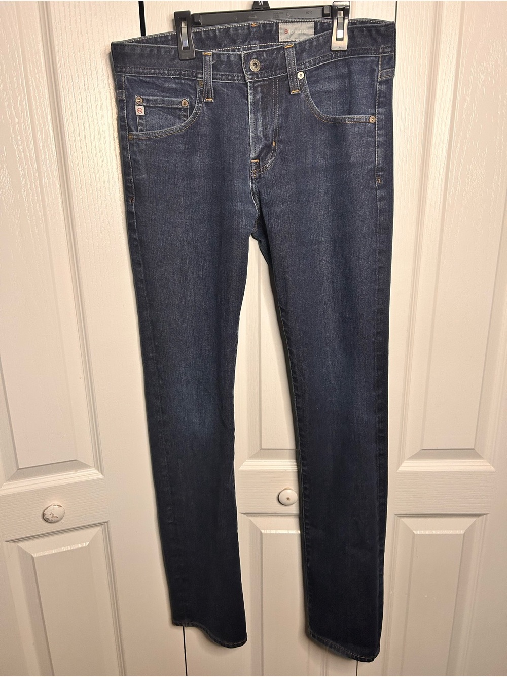 Ag Adriano Goldschmied Men’s Size 32x34 Slim Straight Jeans Dark Blue 360 Denim